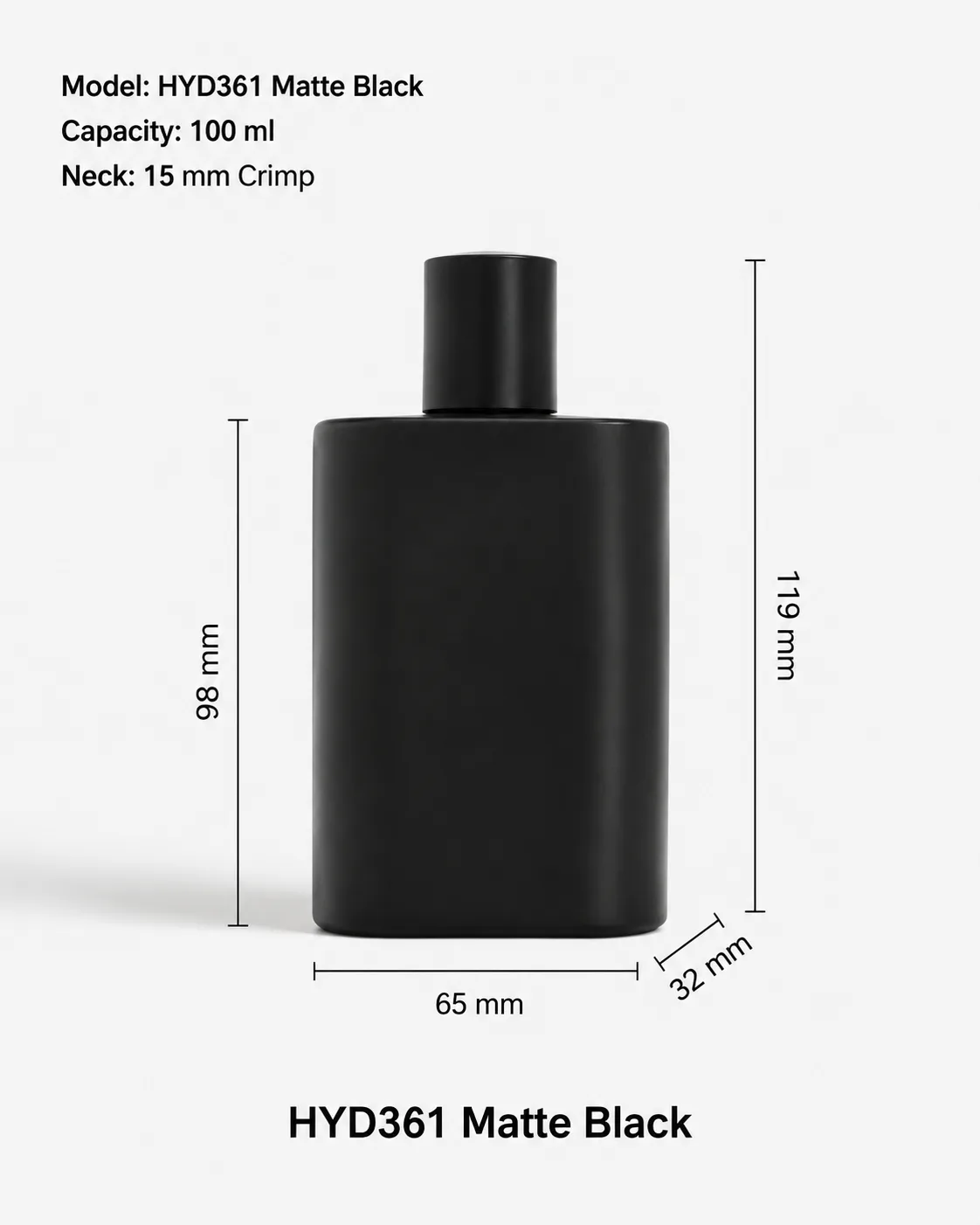HYD361 Matte Black perfume bottle